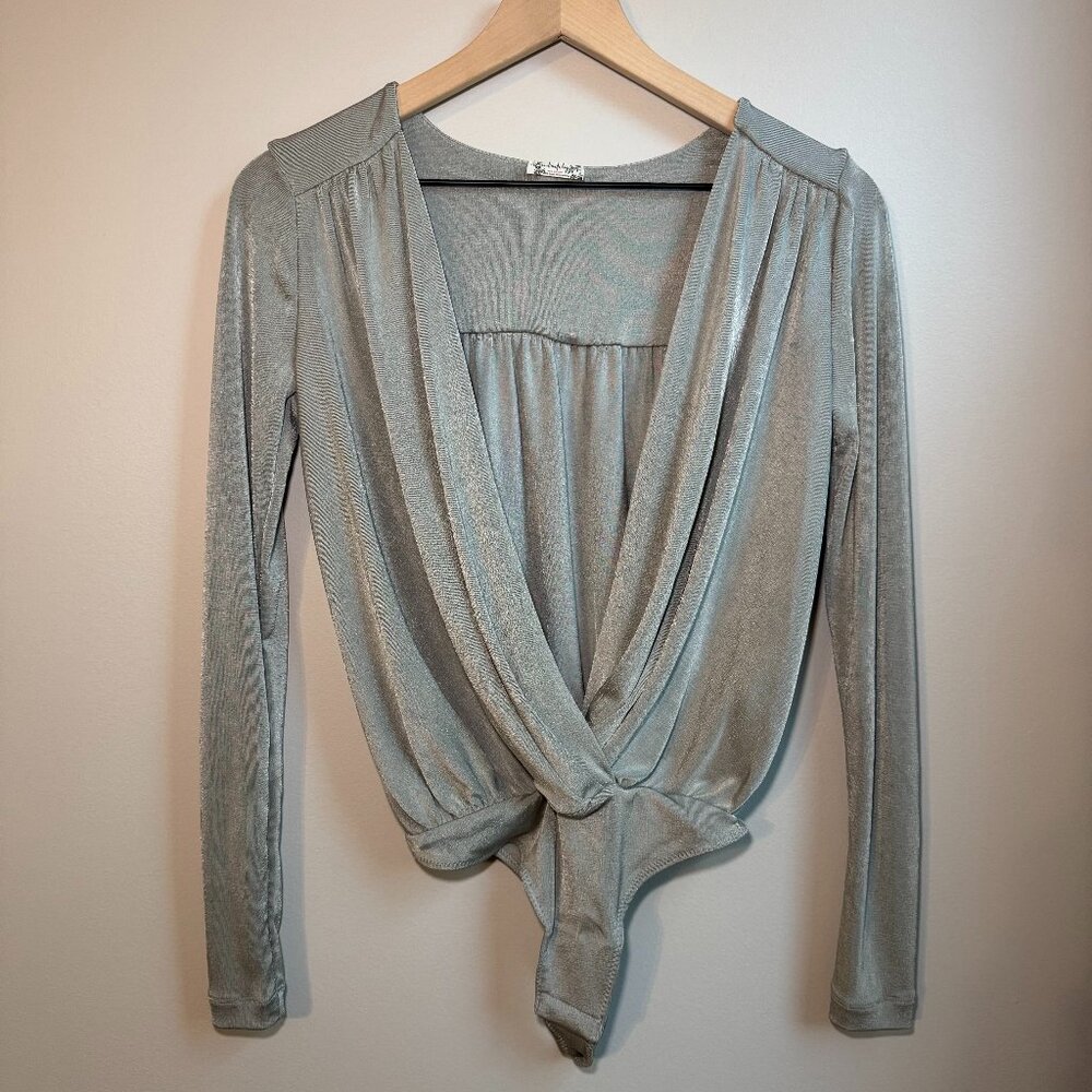 Free People Intimacy Body Suit Silver Women's XSmall (A1010)
